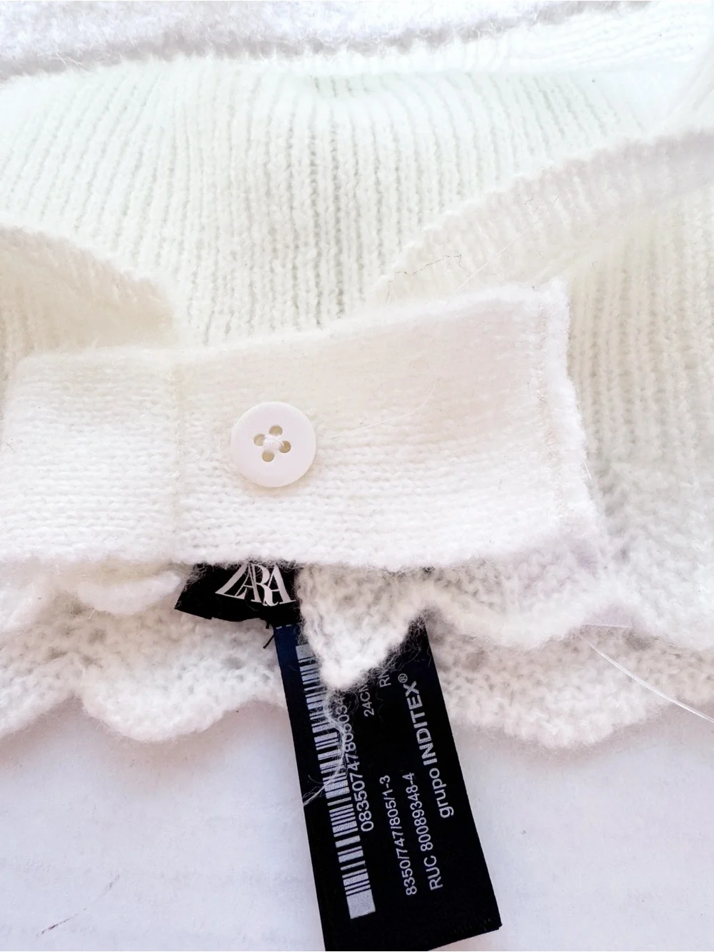 Zara Baby New Sott Knitted Baby Bonnet in Ivory White NWOT